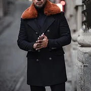 Color Block Eco Fur Coat - DUVAL