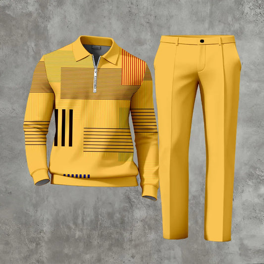 Long Sleeved Casual Quarter Zip Two-Piece Set