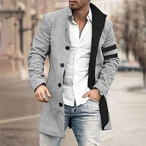 Color Block Stripes Wool Coat - DUVAL