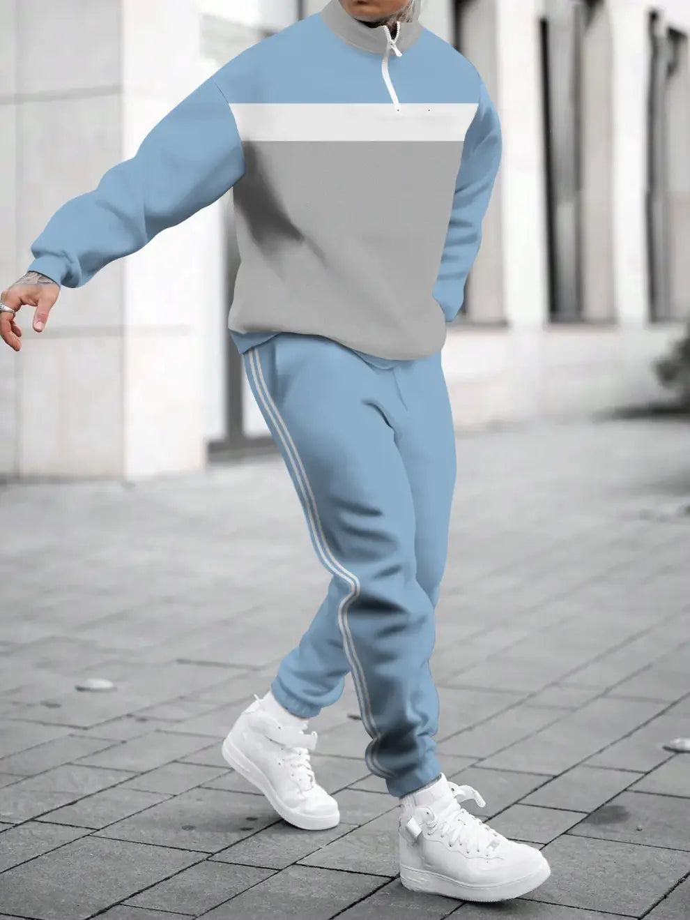 Relaxed Zipper Long Sleeve Two Piece Set - DUVAL