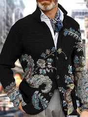 Paisley Fashion Flower Print Wool Coat - DUVAL