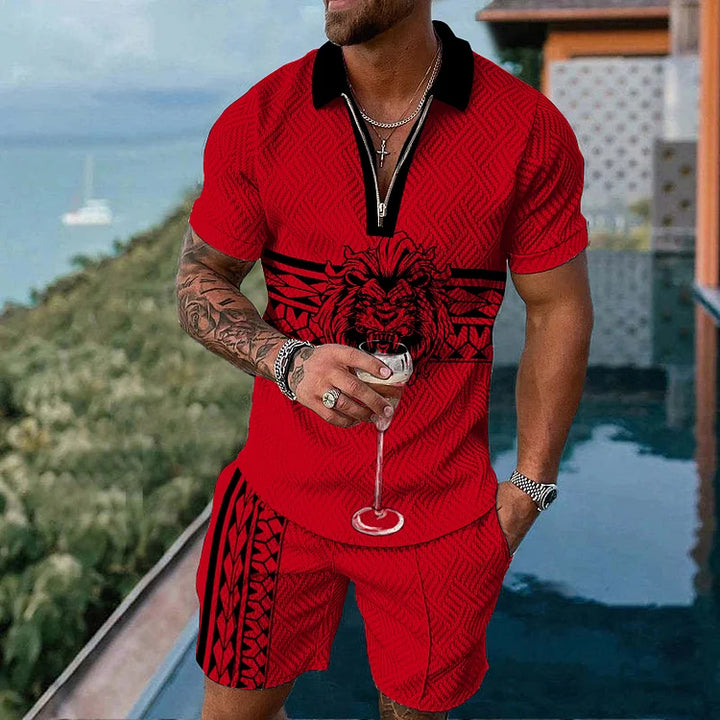 Lion Arc Polo Shirt And Shorts Co-Ord - DUVAL