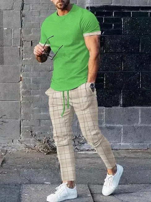 Short Sleeve Casual Two-piece Set - DUVAL