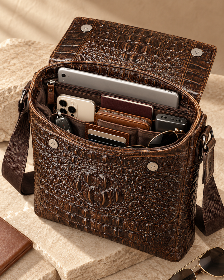 The Zurich 28 — Crocodile Crossbody Bag | Brown