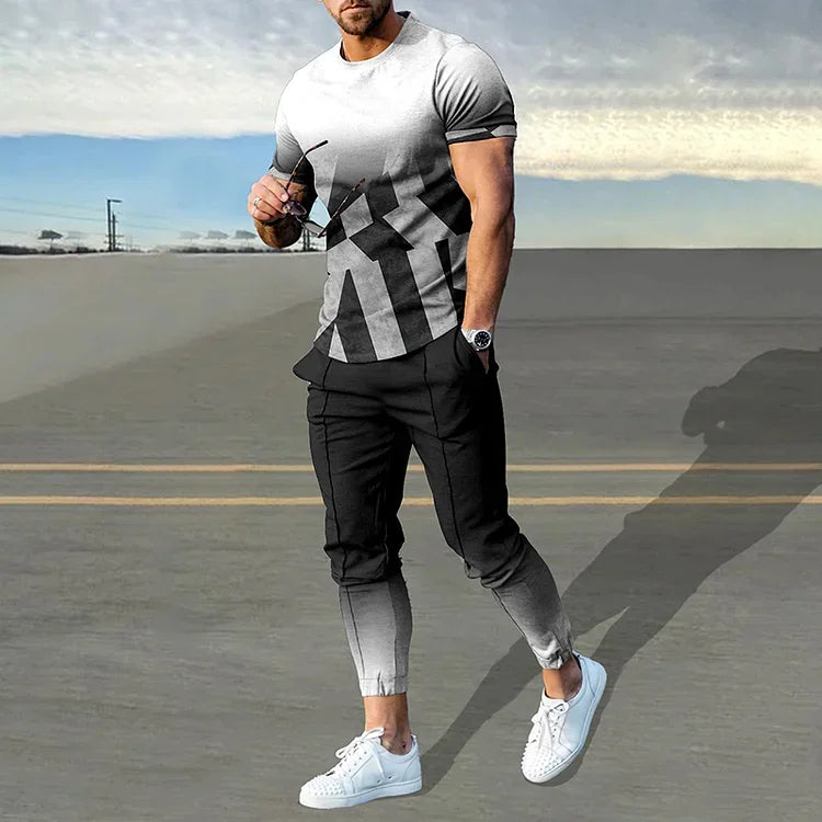 Short Sleeve Casual Two-piece Set - DUVAL