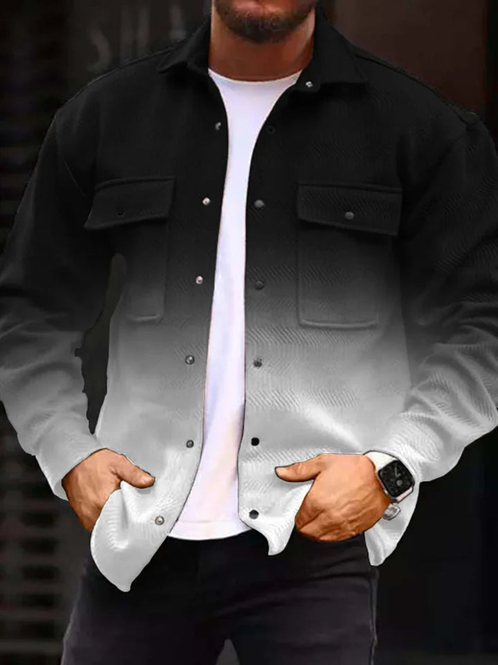 Gradient Print  Long Sleeve Shirts Jacket - DUVAL