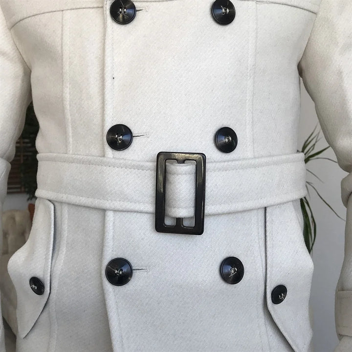 Classic White British Style Short Trench Coat - DUVAL