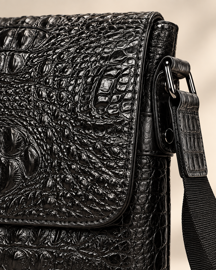 The Zurich 28 — Crocodile Crossbody Bag | Black