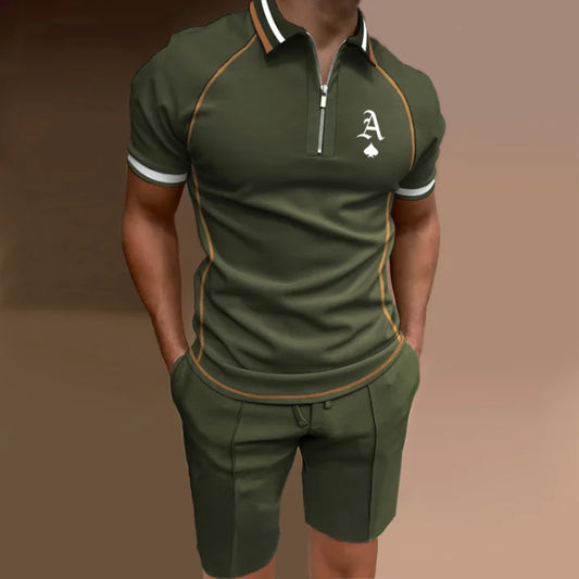 Green Ace of Spades Polo Shirt And Shorts Co-Ord