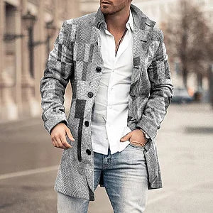 Casual Geometric Grey Stylish Coat - DUVAL