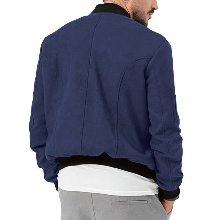 Suede Stand Collar Button Jacket - DUVAL