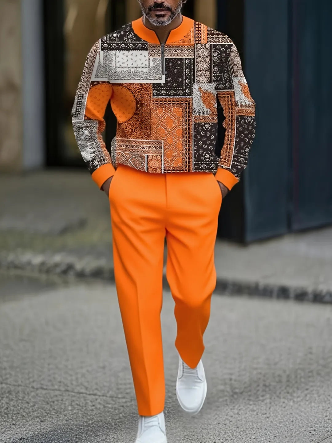 Quarter Zip Sweater & Trousers Two-Piece Set - DUVAL
