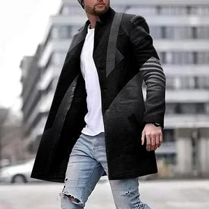 Fashion Black Gradient Linear Art Coat