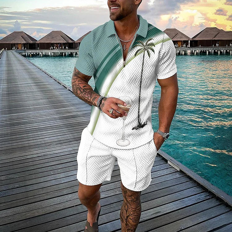 Tropicana Polo Shirt And Shorts Co-Ord - DUVAL