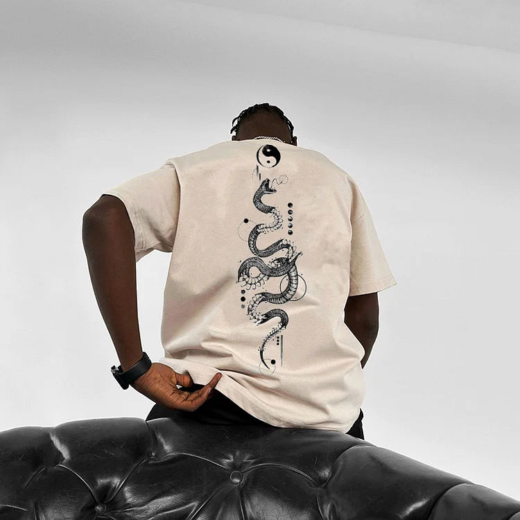 Tai Chi Snake Design Oversized T-Shirt