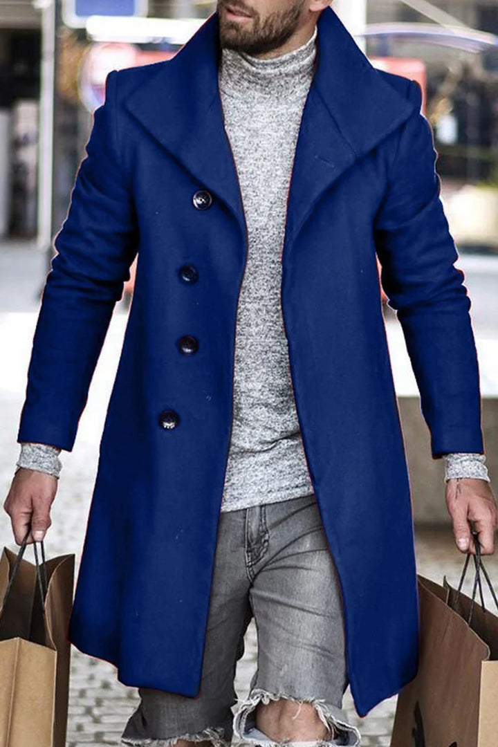 Breasted Lapel Winter Woolen Coat - DUVAL