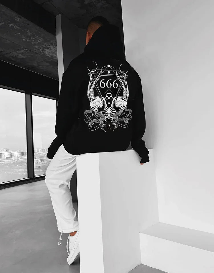 Satan Goat Demon Totem Print Pullover Sweatshirt