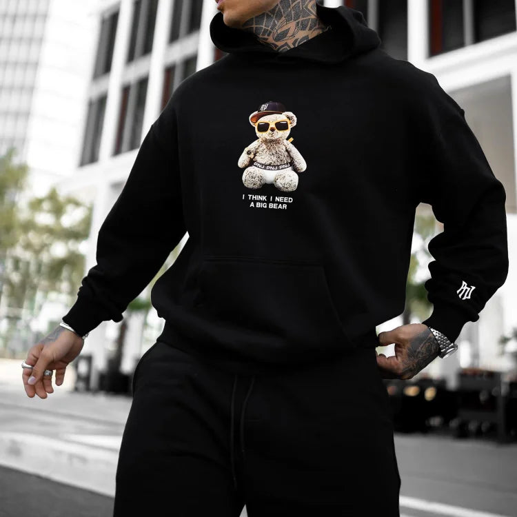 Oversized Street Trend Casual Pnj Bear Hoodie Sweatshirt - DUVAL
