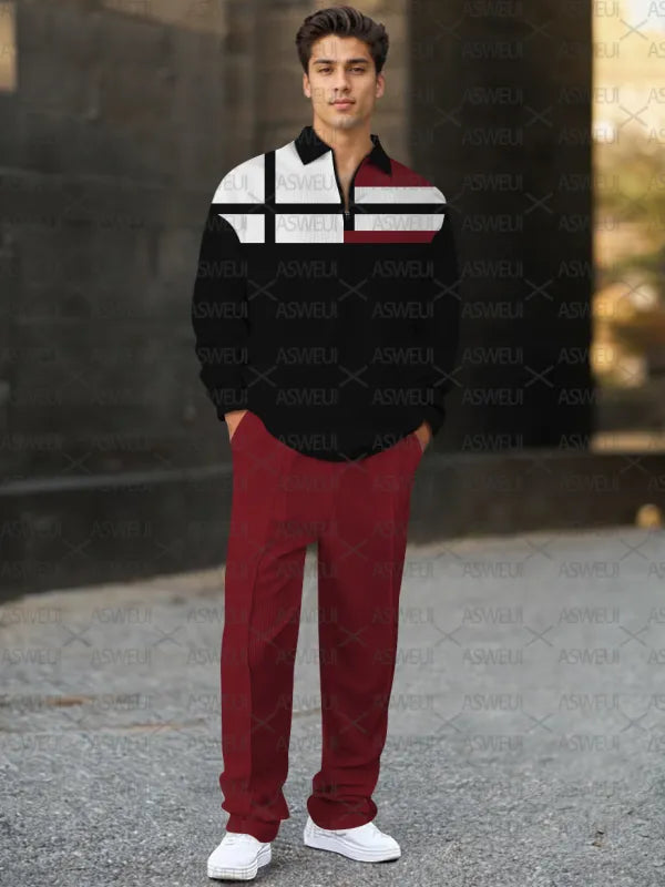 Long Sleeve Zipper Two-piece Set - DUVAL