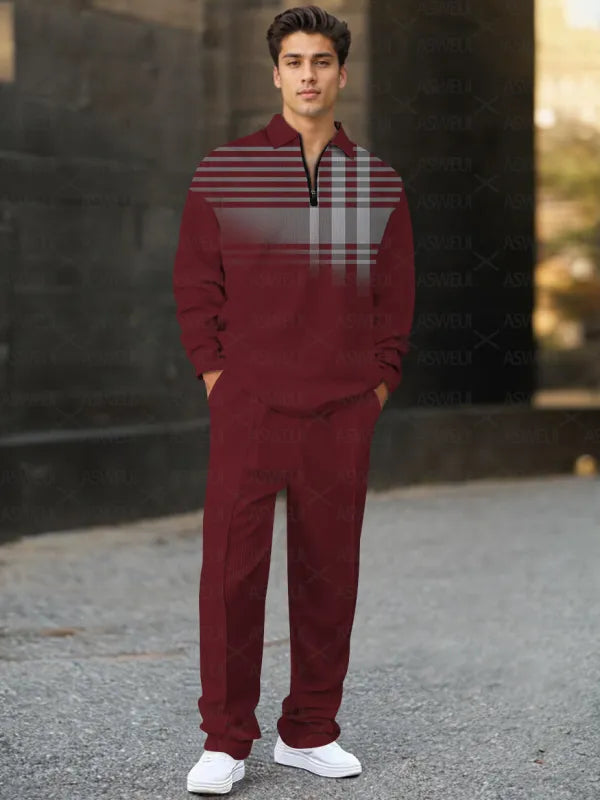 Long Sleeve Zipper Two-piece Set - DUVAL
