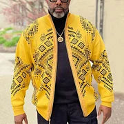 Fashion Geometric Print Baseball Jacket - DUVAL