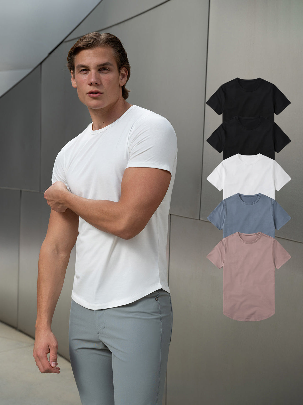 5-Pack All Day Elite Curve-Hem Tee Short Sleeve