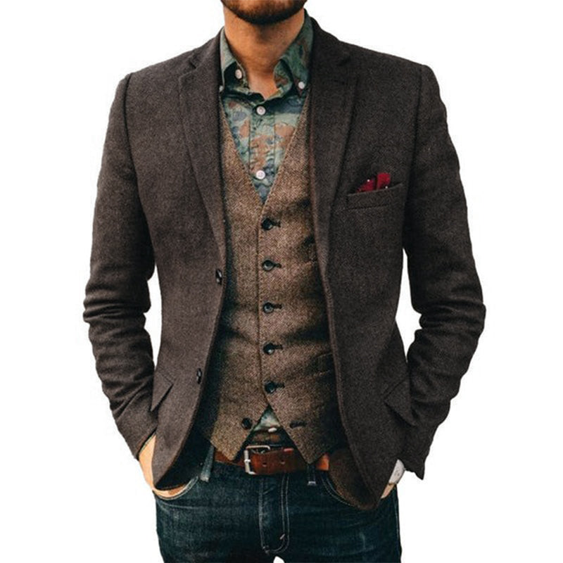 Retro Solid Color 3 Pocket Casual Blazer