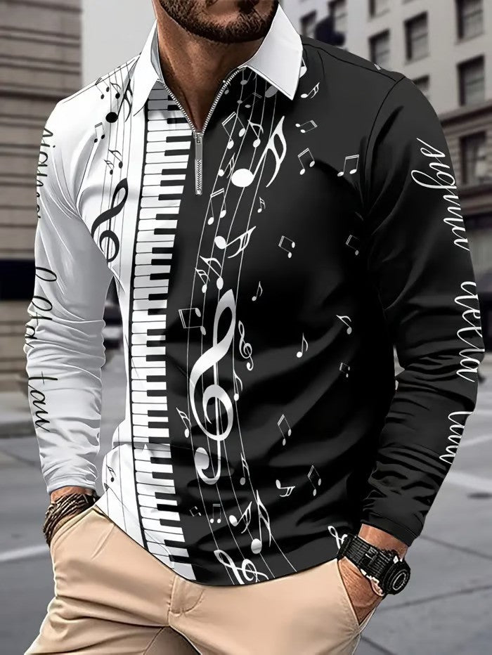 Business Casual Striped Zip-Up Shirt - DUVAL
