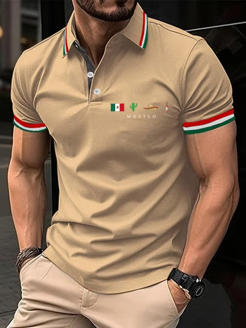 Mexican Independence Day Flag Print Polo Shirt