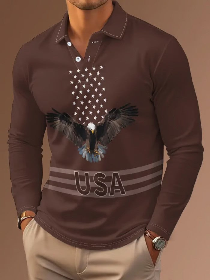 Business Casual Striped Long-Sleeved Polo Shirt - DUVAL