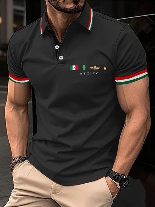 Mexican Independence Day Flag Print Polo Shirt