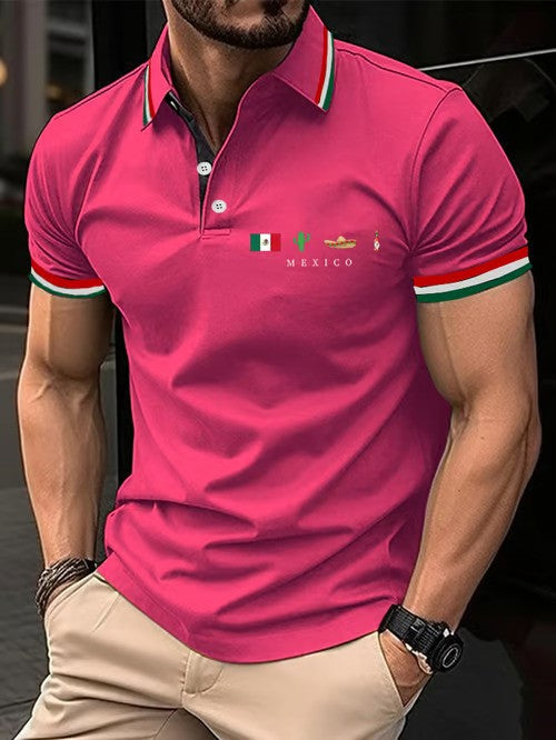 Mexican Independence Day Flag Print Polo Shirt