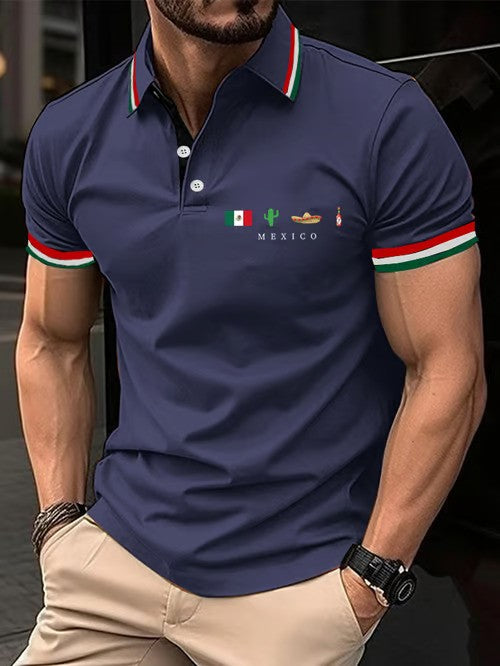 Mexican Independence Day Flag Print Polo Shirt