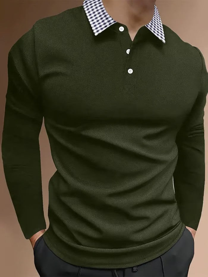 Business Casual Striped Long-Sleeved Polo Shirt - DUVAL