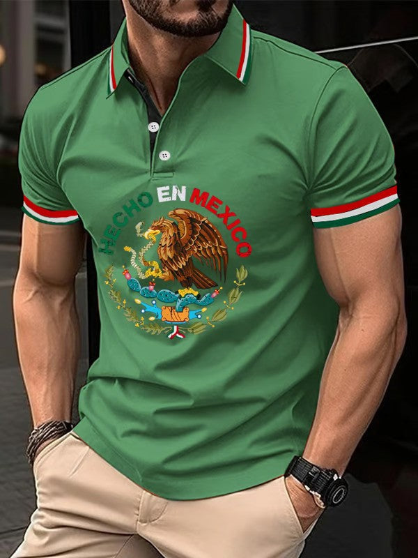 Mexican Independence Day Flag Print Polo Shirt