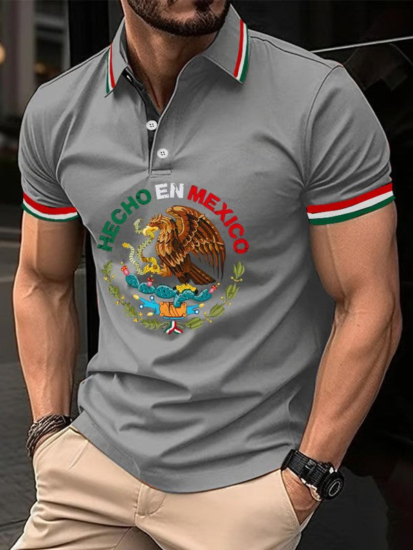 Mexican Independence Day Flag Print Polo Shirt