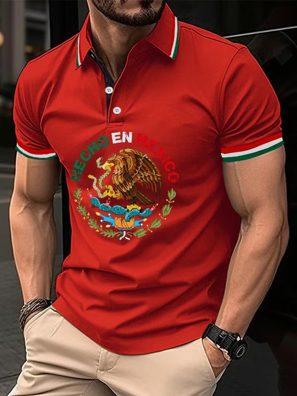 Mexican Independence Day Flag Print Polo Shirt