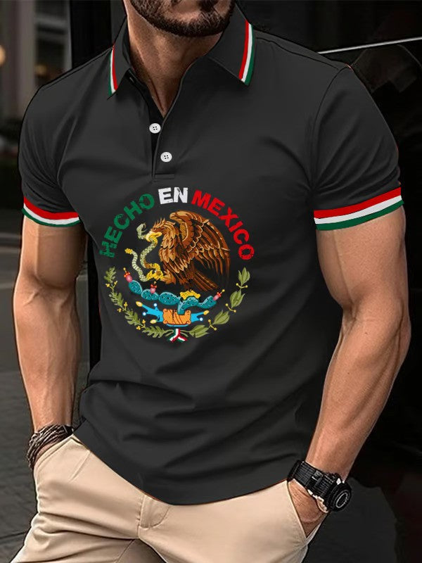 Mexican Independence Day Flag Print Polo Shirt - DUVAL