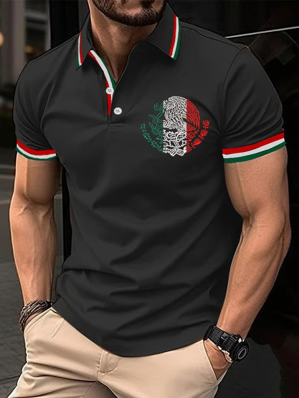 Mexican Independence Day Flag Print Polo Shirt