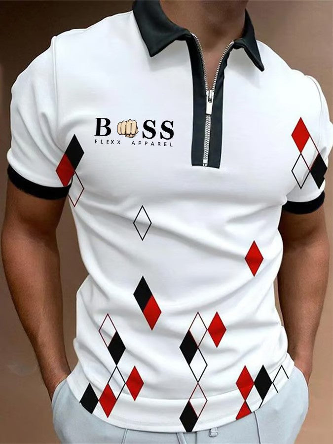 Letter Design Casual Polo Shirt