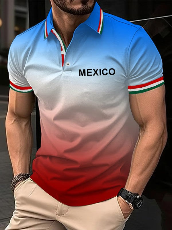 Mexican Independence Day Flag Print Polo Shirt