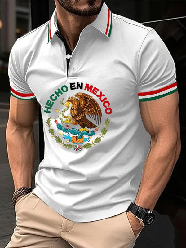 Mexican Independence Day Flag Print Polo Shirt