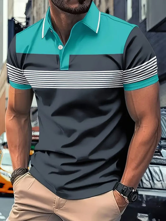 Business Casual Striped Polo Shirt