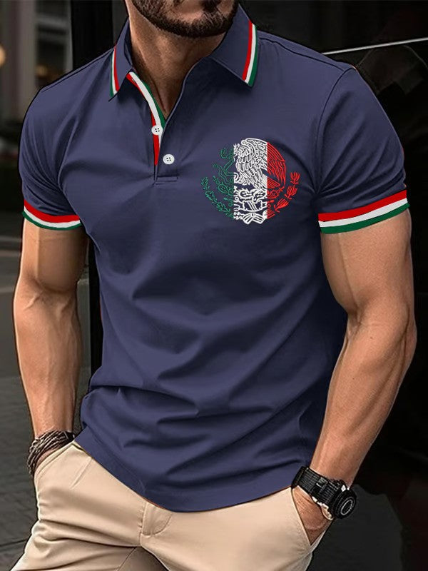 Mexican Independence Day Flag Print Polo Shirt