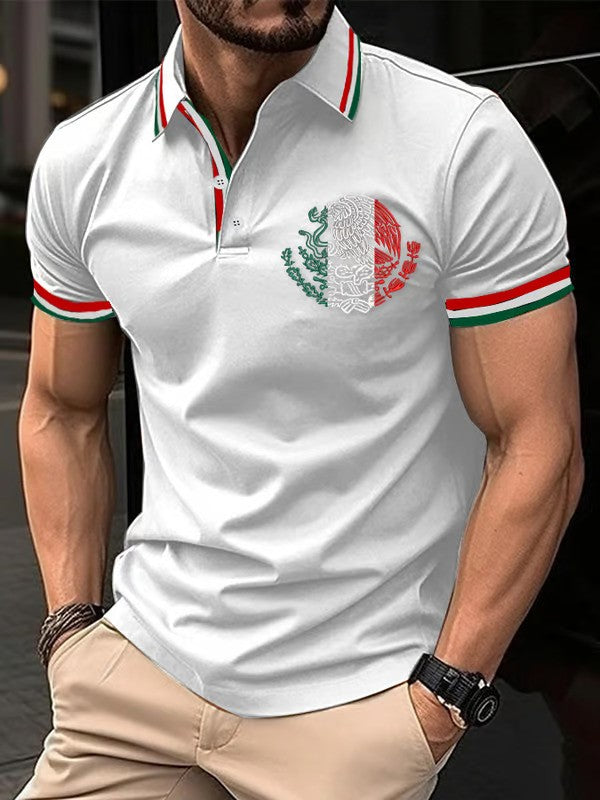 Mexican Independence Day Flag Print Polo Shirt