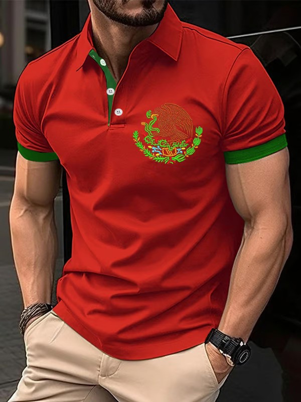 Mexican Independence Day Flag Print Polo Shirt