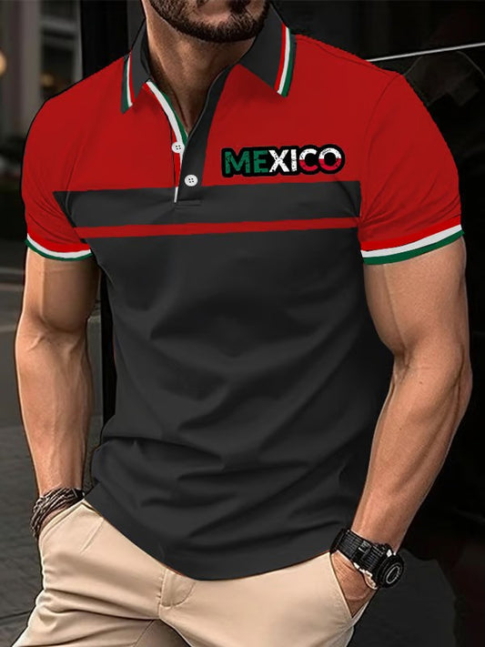 Mexican Independence Day Flag Print Polo Shirt