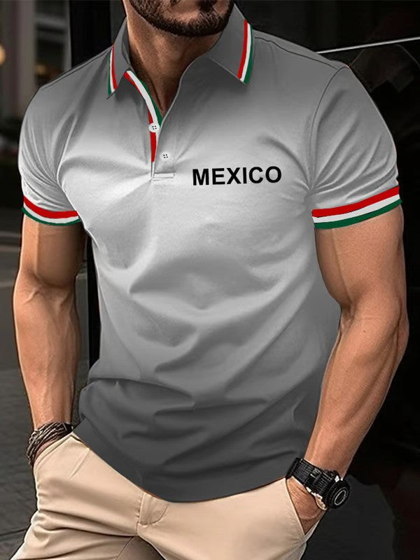 Mexican Independence Day Flag Print Polo Shirt