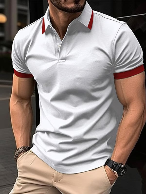 Printed Lapel Pullover Casual Polo Shirt