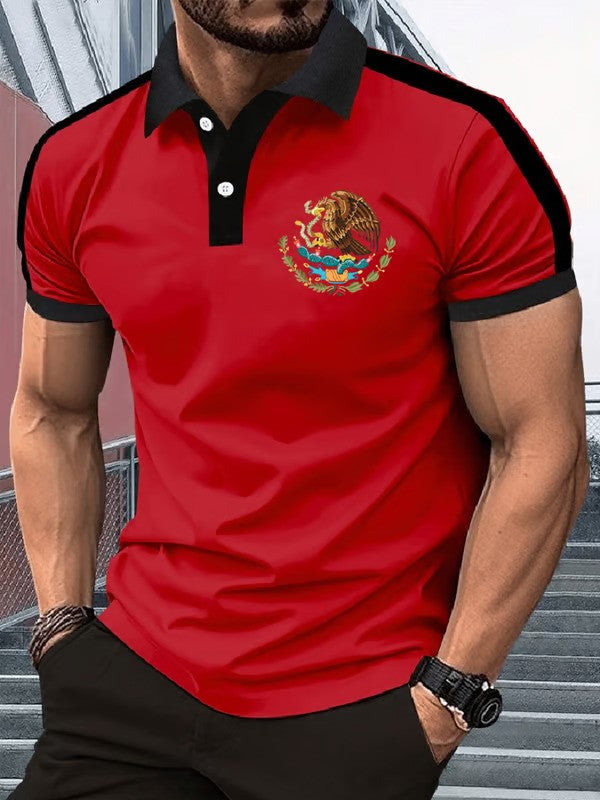 Mexican Independence Day Flag Print Polo Shirt